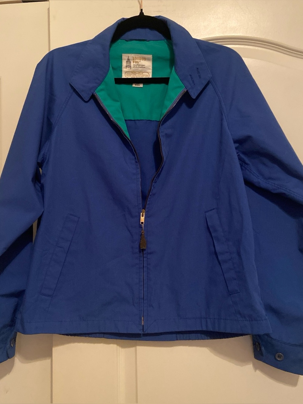 Vintage London Fog Royal Blue Bomber Jacket with Teal Lining